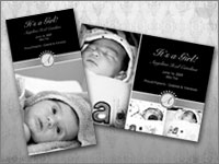 4x8 and 5x7 Black and White Birth Announcements